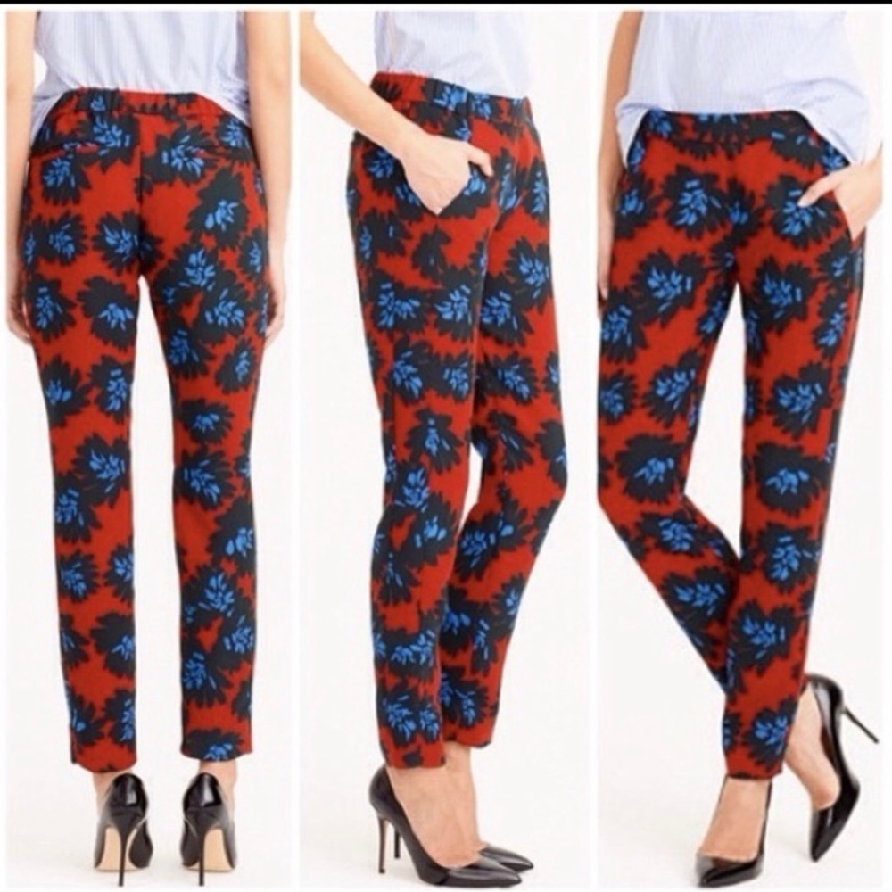 J CREW firework Floral Front Pleat Pant Sz 4
